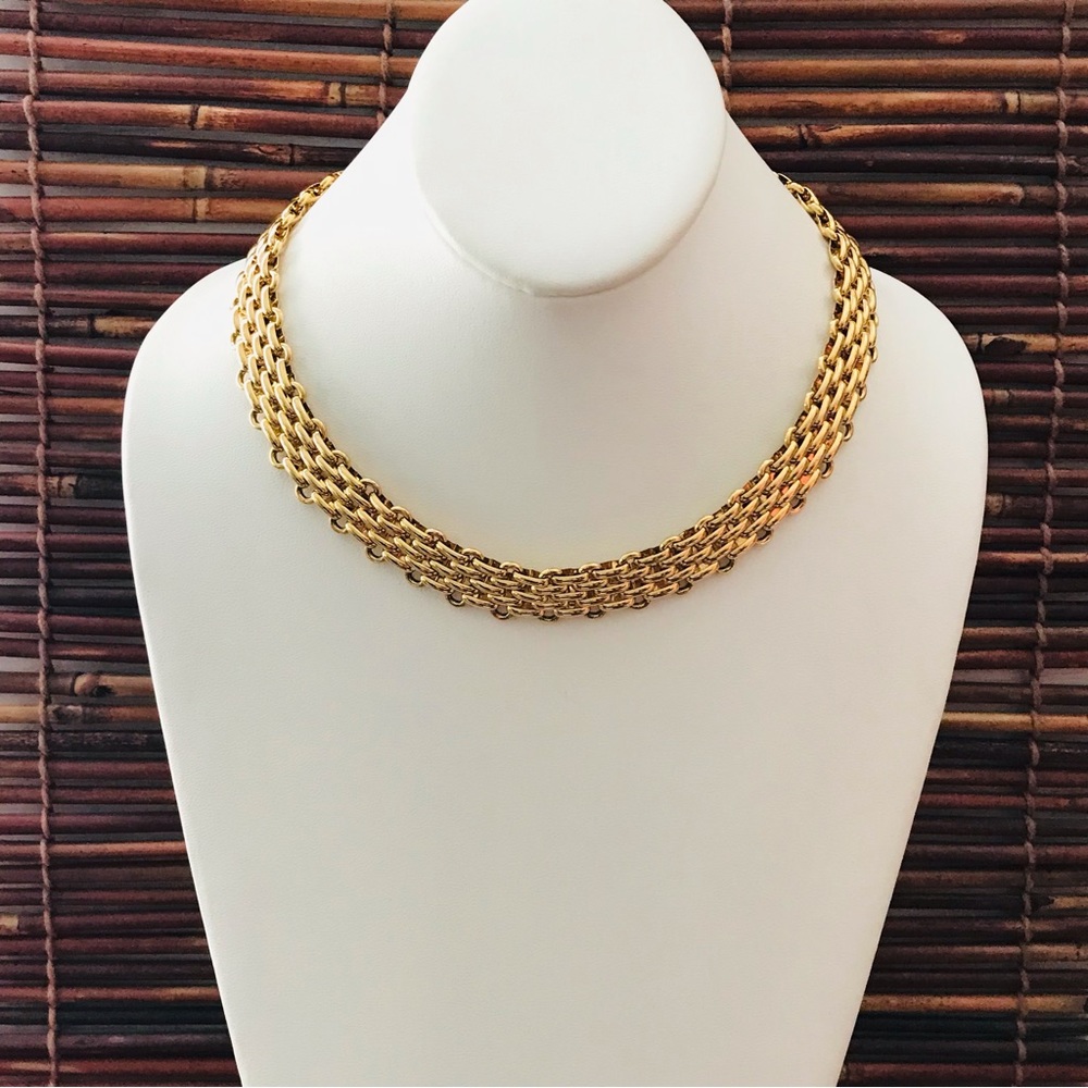 J. Crew Flat Chain Gold Tone Statement Necklace 19”